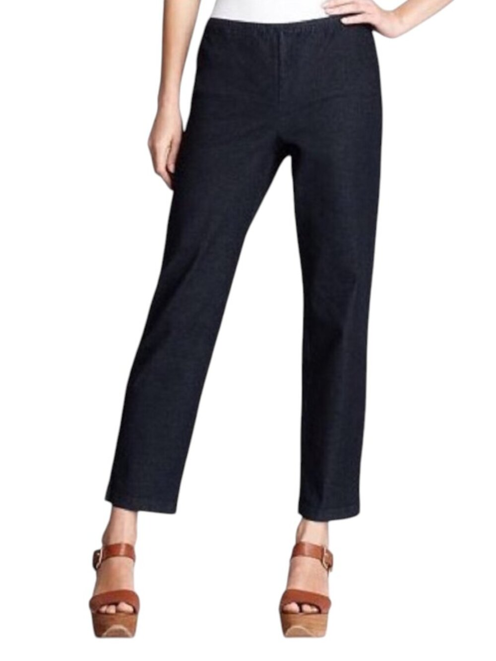 Eileen Fisher Essentials Stretch Denim Side Zip Ankle Pants